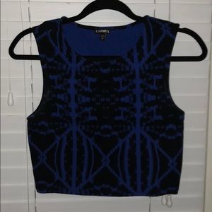 Blue and black express crop top.